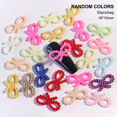 50 kom. Mašna od smole Nail Art Dekoracija Crno-bijela 3D duga vrpca Bowknot Ornament Šarm za nokte Dizajn nakita Kawaii DIY dodaci