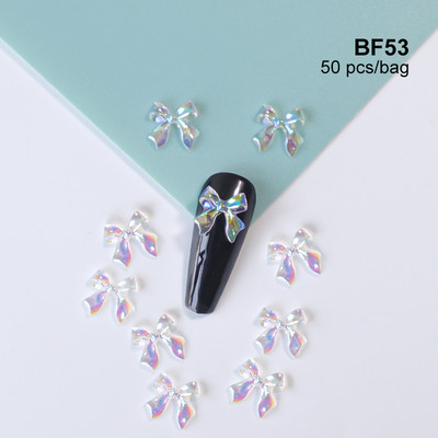50 kom. Mašna od smole Nail Art Dekoracija Crno-bijela 3D duga vrpca Bowknot Ornament Šarm za nokte Dizajn nakita Kawaii DIY dodaci