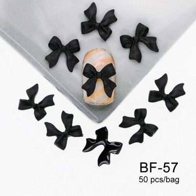 50 kom. Mašna od smole Nail Art Dekoracija Crno-bijela 3D duga vrpca Bowknot Ornament Šarm za nokte Dizajn nakita Kawaii DIY dodaci