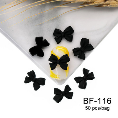 50 kom. Mašna od smole Nail Art Dekoracija Crno-bijela 3D duga vrpca Bowknot Ornament Šarm za nokte Dizajn nakita Kawaii DIY dodaci