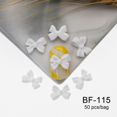 50 kom. Mašna od smole Nail Art Dekoracija Crno-bijela 3D duga vrpca Bowknot Ornament Šarm za nokte Dizajn nakita Kawaii DIY dodaci