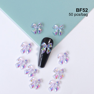 50 kom. Mašna od smole Nail Art Dekoracija Crno-bijela 3D duga vrpca Bowknot Ornament Šarm za nokte Dizajn nakita Kawaii DIY dodaci