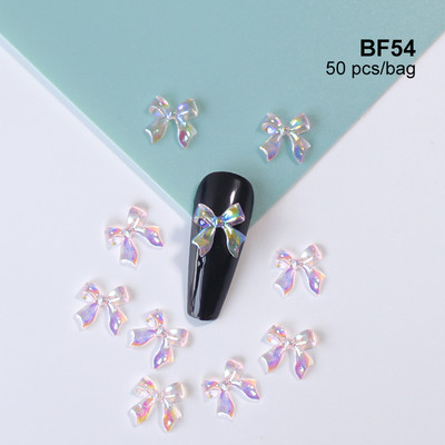 50 kom. Mašna od smole Nail Art Dekoracija Crno-bijela 3D duga vrpca Bowknot Ornament Šarm za nokte Dizajn nakita Kawaii DIY dodaci