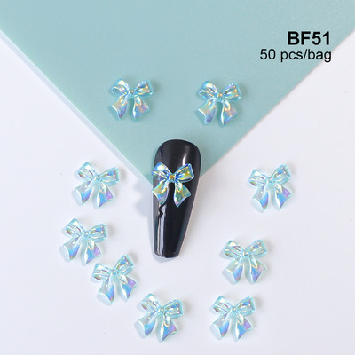 50 kom. Mašna od smole Nail Art Dekoracija Crno-bijela 3D duga vrpca Bowknot Ornament Šarm za nokte Dizajn nakita Kawaii DIY dodaci