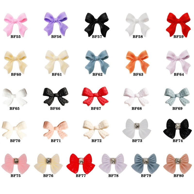 50 kom. Mašna od smole Nail Art Dekoracija Crno-bijela 3D duga vrpca Bowknot Ornament Šarm za nokte Dizajn nakita Kawaii DIY dodaci
