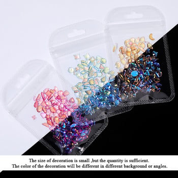 100PCS Смесени кристали със скъпоценни камъни за нокти 3D Aurora Flatback Resin Crystal за Nail Art Rhinestone AB цветни нокти Направи си сам декорации