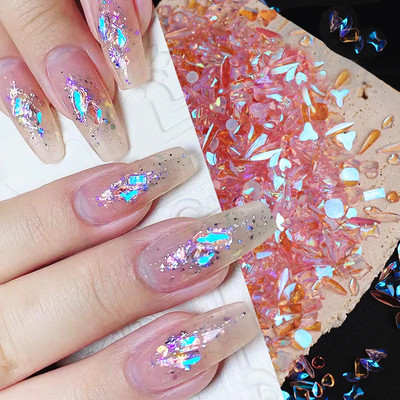 100PCS Смесени кристали със скъпоценни камъни за нокти 3D Aurora Flatback Resin Crystal за Nail Art Rhinestone AB цветни нокти Направи си сам декорации