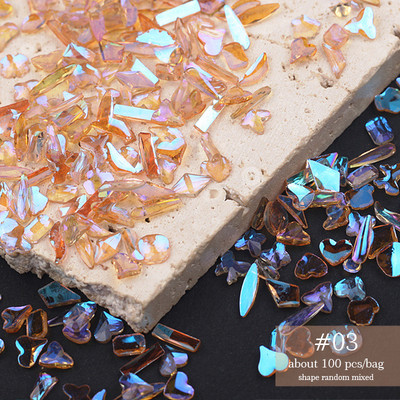 100GAB Jaukti Rhinestones Dārgakmeņi nagiem 3D Aurora Flatback Resin Crystal Nail Art Rhinestone AB Krāsu nagu DIY Dekorācijas