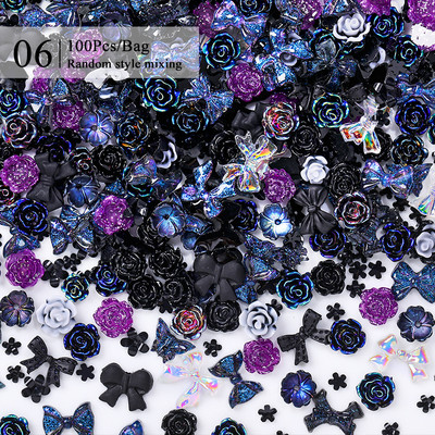 100GAB Jaukti Rhinestones Dārgakmeņi nagiem 3D Aurora Flatback Resin Crystal Nail Art Rhinestone AB Krāsu nagu DIY Dekorācijas