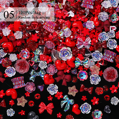 100GAB Jaukti Rhinestones Dārgakmeņi nagiem 3D Aurora Flatback Resin Crystal Nail Art Rhinestone AB Krāsu nagu DIY Dekorācijas