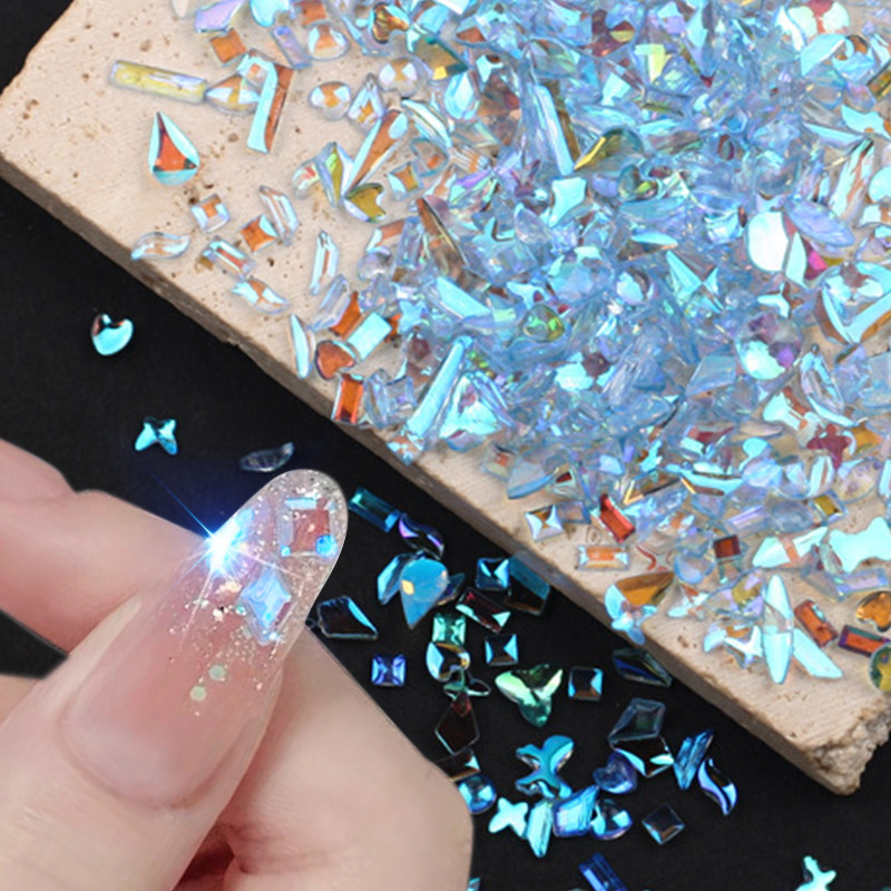 100GAB Jaukti Rhinestones Dārgakmeņi nagiem 3D Aurora Flatback Resin Crystal Nail Art Rhinestone AB Krāsu nagu DIY Dekorācijas