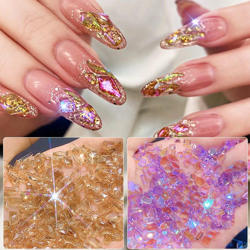 100GAB Jaukti Rhinestones Dārgakmeņi nagiem 3D Aurora Flatback Resin Crystal Nail Art Rhinestone AB Krāsu nagu DIY Dekorācijas