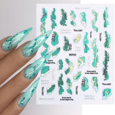 Violeta marmora nagu uzlīmes dūmu dizaina manikīra uzlīmes zelta viļņu līnijas nagu slīdnis ziedoša tintes uzlīme