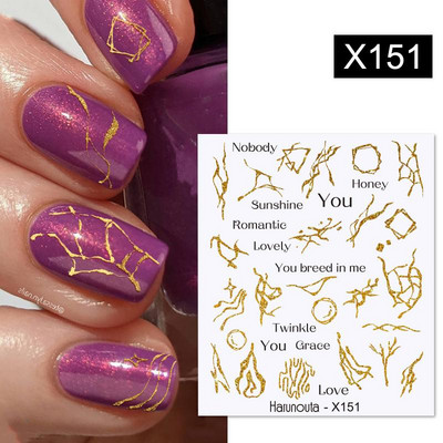 Harunouta crne linije cvijet list vodene naljepnice naljepnice proljeće jednostavna zelena tema lice mramorni uzorak klizač za nokte art dekor