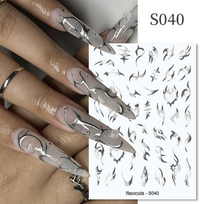 Harunouta Lihtsad Lilled 3D Küünekleebised Kuldne Südamega Prantsuse Otsajooned Leopard Print Disain Kleepuv liugurid Maniküür Küünekleebised