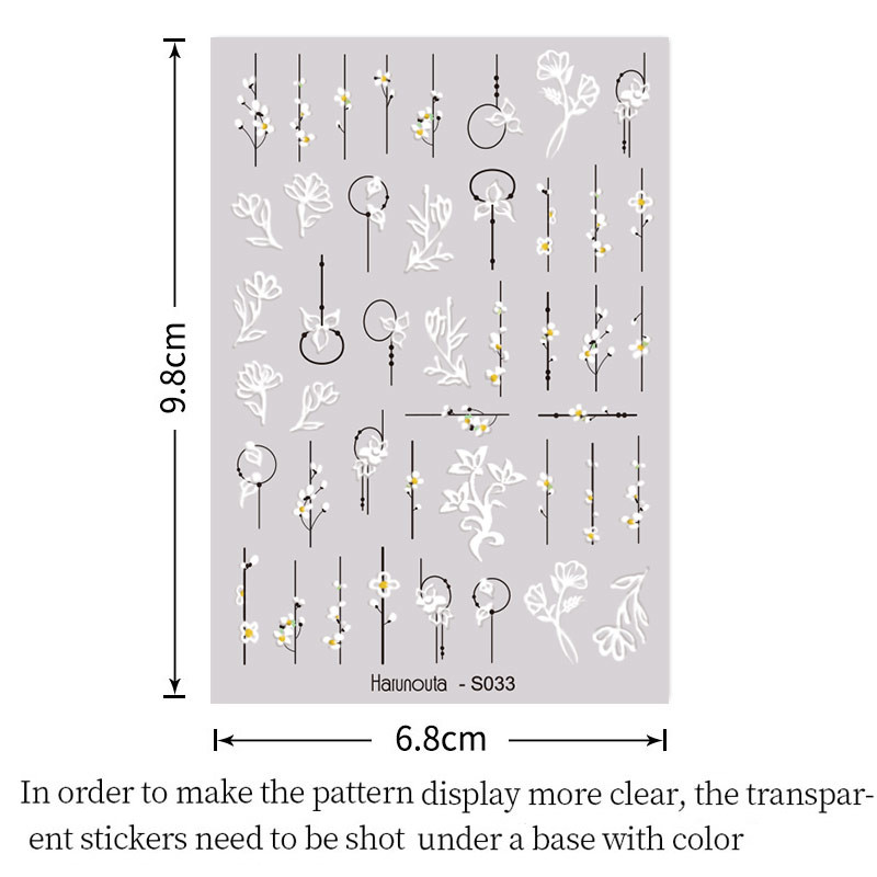 Harunouta Lihtsad Lilled 3D Küünekleebised Kuldne Südamega Prantsuse Otsajooned Leopard Print Disain Kleepuv liugurid Maniküür Küünekleebised