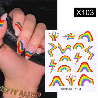 Harunouta Royalblue Blooming Smoke Akvarel naljepnice Press on Nails Dizajn mramora Vodene naljepnice Zlatni valovi Klizač za nokte