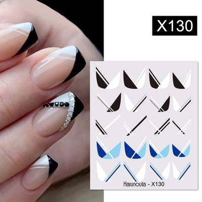 Harunouta Royalblue Blooming Smoke Akvarel naljepnice Press on Nails Dizajn mramora Vodene naljepnice Zlatni valovi Klizač za nokte