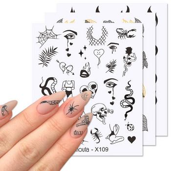 Harunouta Black Snake Water Decals Transfer Animal Butterfly Flower Alphabet Leaves Water Nail Art Маникюр Стикери Декорация