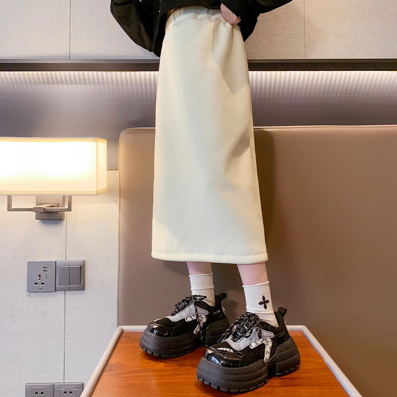 Rudens ziema, silti pusaudžu meiteņu plāni, gari svārki, jauna mode korejiešu versija, sadalīti svārki 5 6 8 10 12 14 gadi bērnu apģērbs