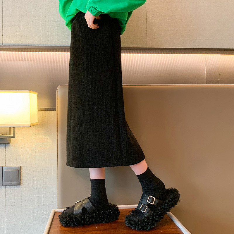 Rudens ziema, silti pusaudžu meiteņu plāni, gari svārki, jauna mode korejiešu versija, sadalīti svārki 5 6 8 10 12 14 gadi bērnu apģērbs