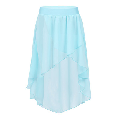 FEESHOW Bērniem tīņiem Augsta-zema elastīga jostasvieta Šifona svārki Bērniem Meitenes Balets Tutu Latīņamerikas džeza skatuves Liriskas deju kostīmi