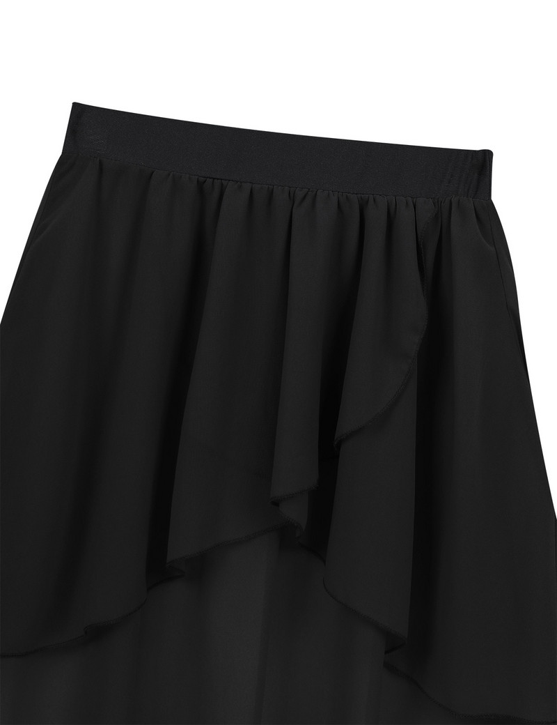 FEESHOW Bērniem tīņiem Augsta-zema elastīga jostasvieta Šifona svārki Bērniem Meitenes Balets Tutu Latīņamerikas džeza skatuves Liriskas deju kostīmi