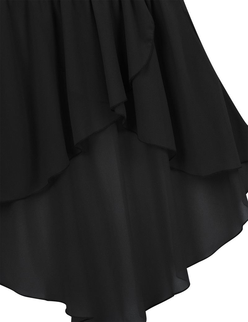 FEESHOW Bērniem tīņiem Augsta-zema elastīga jostasvieta Šifona svārki Bērniem Meitenes Balets Tutu Latīņamerikas džeza skatuves Liriskas deju kostīmi