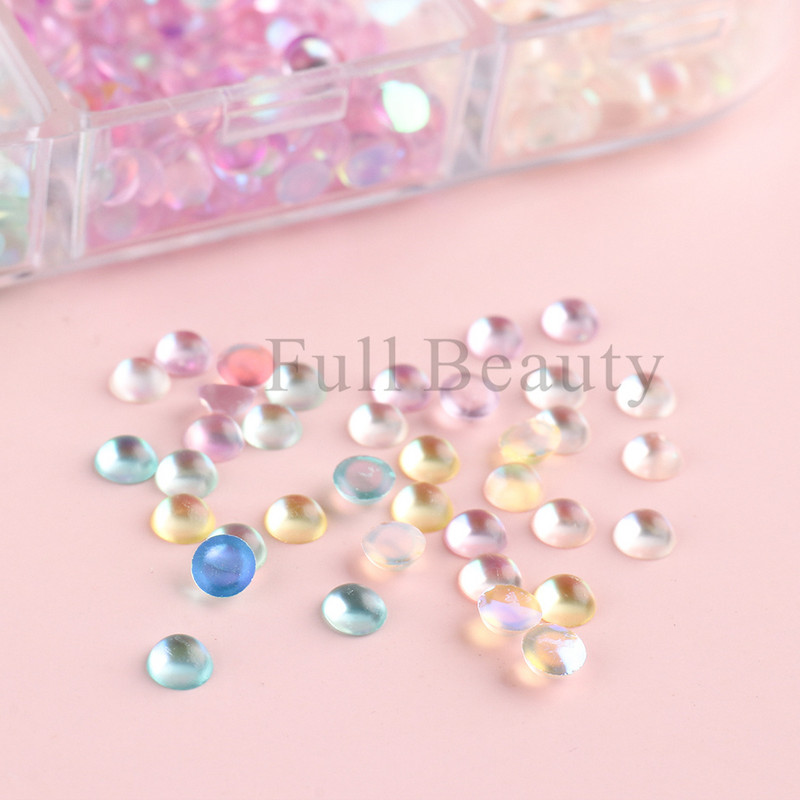 6 rešetki Sirena Rhinestone Ukrasi za nokte u mješovitim bojama Akrilni nokti Flatback Kristalne okrugle perle Aurora šarm Dodaci Dijelovi