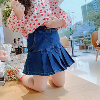 Άνοιξη Καλοκαίρι μωρό κορίτσι Casual Jean πλισέ φούστες Casual Jeans Μικρό παιδί τζιν φούστα μωρό TY Βρεφική φούστα 4-10 ετών