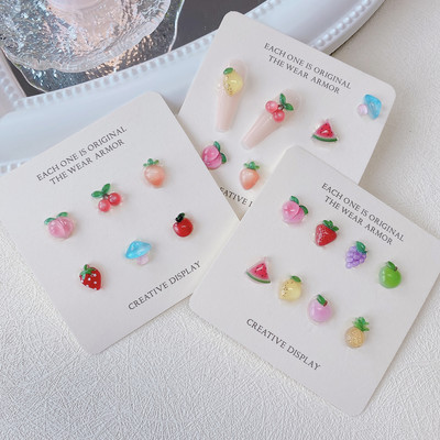 30GAB 3D augļu nagu mākslas piekariņi persiku ķiršu zemeņu Kawaii aksesuāri vasaras nagu dekorēšanai dizaina izejmateriālu materiālu rīks