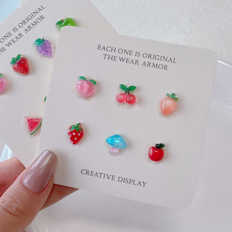 30GAB 3D augļu nagu mākslas piekariņi persiku ķiršu zemeņu Kawaii aksesuāri vasaras nagu dekorēšanai dizaina izejmateriālu materiālu rīks
