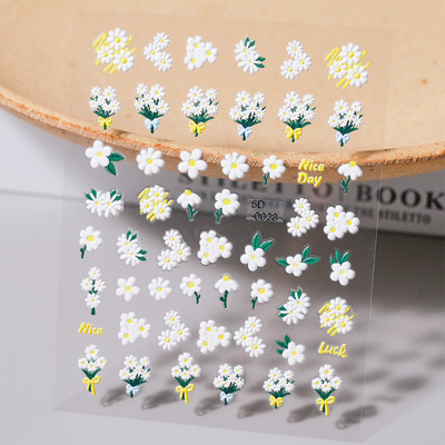 1PC 5D autocolant floral pentru unghii cu litere/iepure/capsuni/inima glisoare gravate pentru unghii decal autoadeziv acces la manichiura