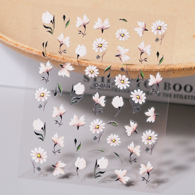 1PC 5D autocolant floral pentru unghii cu litere/iepure/capsuni/inima glisoare gravate pentru unghii decal autoadeziv acces la manichiura