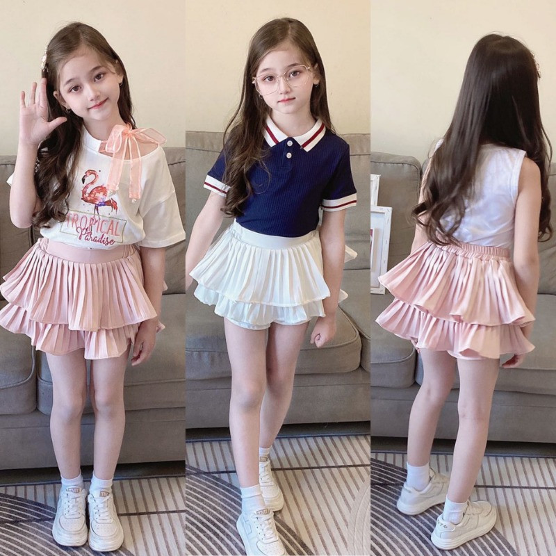 Meiteņu svārki Modes Tutu svārki bērniem Vienkrāsaini bērnu kroku svārki Maziem bērniem Mini svārki Pusaudžu Šorti Apģērbs 1-14T