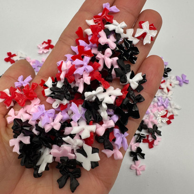 50 komada Kawaii pribora Slatka mašna s čvorom 3D privjesci za nokte od smole Skupna crno-bijela mašna Nakit za manikuru DIY Nail Art Luksuzni ukrasi