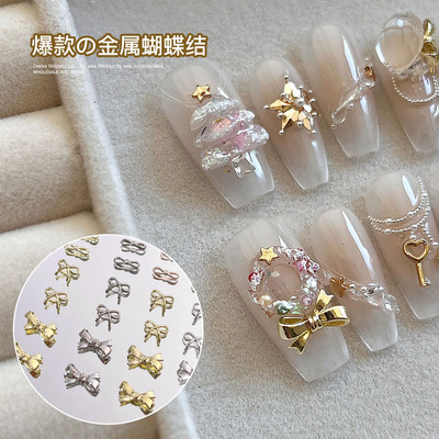 50 komada Kawaii pribora Slatka mašna s čvorom 3D privjesci za nokte od smole Skupna crno-bijela mašna Nakit za manikuru DIY Nail Art Luksuzni ukrasi