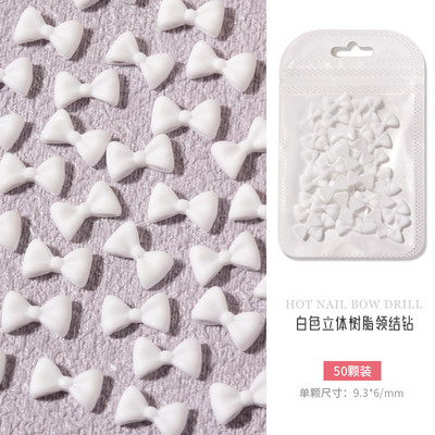 50 komada Kawaii pribora Slatka mašna s čvorom 3D privjesci za nokte od smole Skupna crno-bijela mašna Nakit za manikuru DIY Nail Art Luksuzni ukrasi