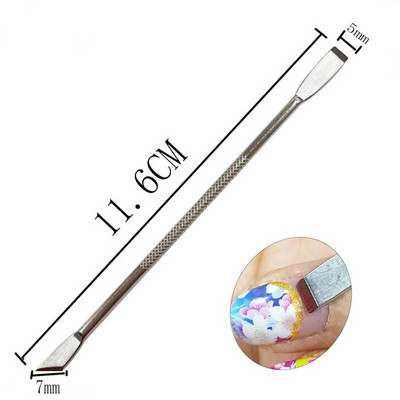 Divu galu nerūsējošā tērauda kutikulas spiedējs Dead Skin Push Remover pedikīram manikīram nagu mākslas tīrīšanas līdzeklis