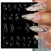 3D metalne srebrne plamene naljepnice za nokte zlatno bronzing prugaste linije klizači dizajn manikura francuski nail art ukrasna naljepnica #Y2K