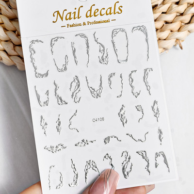 3D metalne srebrne plamene naljepnice za nokte zlatno bronzing prugaste linije klizači dizajn manikura francuski nail art ukrasna naljepnica #Y2K