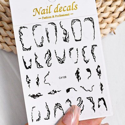 3D metalne srebrne plamene naljepnice za nokte zlatno bronzing prugaste linije klizači dizajn manikura francuski nail art ukrasna naljepnica #Y2K