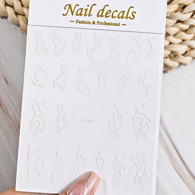 3D metalne srebrne plamene naljepnice za nokte zlatno bronzing prugaste linije klizači dizajn manikura francuski nail art ukrasna naljepnica #Y2K