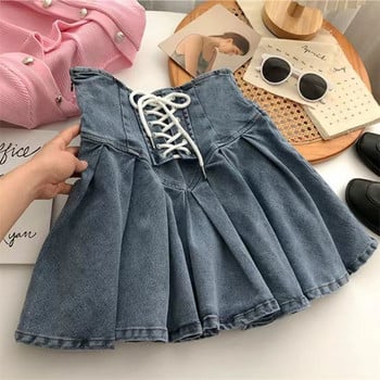 2024 Άνοιξη Φθινόπωρο Κορίτσια πλισέ φούστα Βρεφική τζιν φούστα Παιδική φούστα Παιδικό σκόρτ Παιδικό μοδάτο πάτο Τεντώσιμο κορδόνι μέσης 3-14 ετών