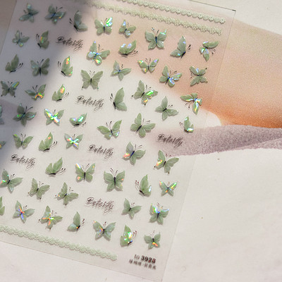 Flash Fragment Shell Light Butterfly Visokokvalitetne naljepnice za nokte Proljetni dizajn naljepnica za nokte Alat za manikuru T-3770