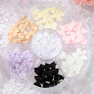 1BOX 3D Bowknot nagu mākslas piekariņi, sveķu jaukta loka dizaina nagu mākslas dekorēšana manikīram, rotaslietas, rotaslietas, rotaslietas.