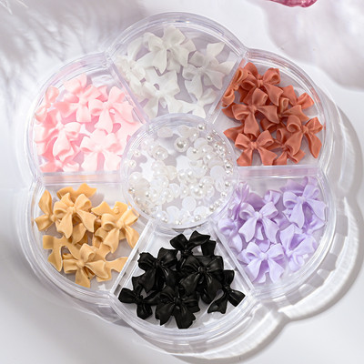 1BOX 3D Bowknot nagu mākslas piekariņi, sveķu jaukta loka dizaina nagu mākslas dekorēšana manikīram, rotaslietas, rotaslietas, rotaslietas.