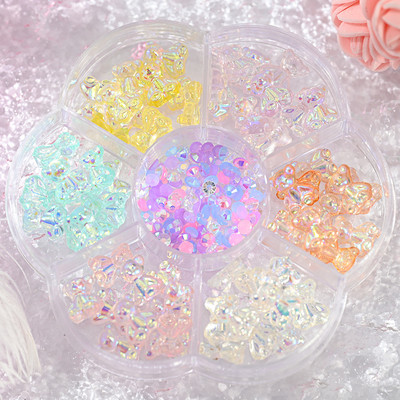 1BOX 3D Bowknot nagu mākslas piekariņi, sveķu jaukta loka dizaina nagu mākslas dekorēšana manikīram, rotaslietas, rotaslietas, rotaslietas.