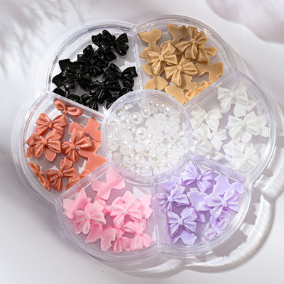 1BOX 3D Bowknot nagu mākslas piekariņi, sveķu jaukta loka dizaina nagu mākslas dekorēšana manikīram, rotaslietas, rotaslietas, rotaslietas.