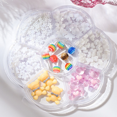 1BOX 3D Bowknot nagu mākslas piekariņi, sveķu jaukta loka dizaina nagu mākslas dekorēšana manikīram, rotaslietas, rotaslietas, rotaslietas.